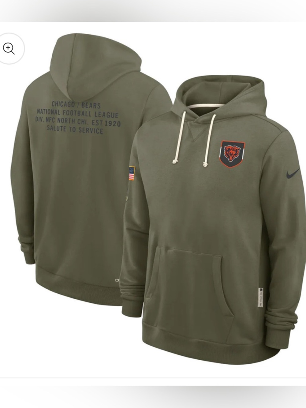 Nike Chicago Bears Men's 2025 Salute To Service NFL Veterans Hoodie
